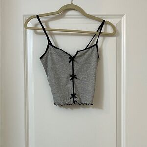 Chic Gray Camisole with Black Trim